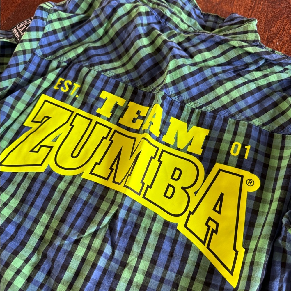 Zumba Team Plaid button up Shirt